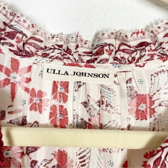 Ulla Johnson Marigold Floral Long Sleeve Tassel Mini Dress Cotton White Red - Picture 7 of 9